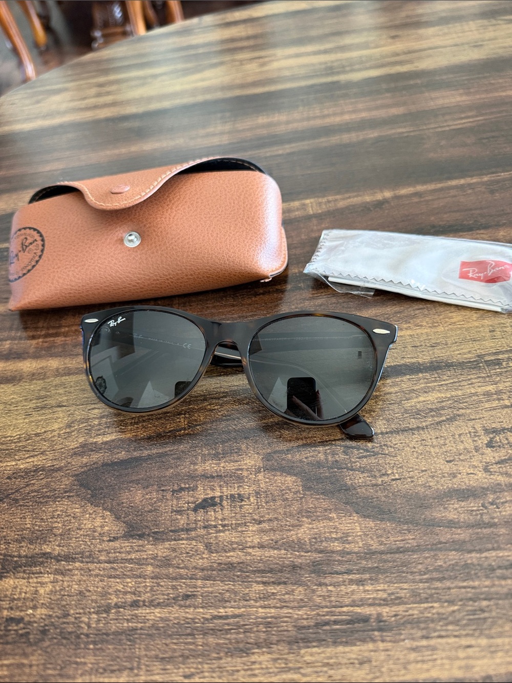 Ray-Ban Wayfarer II Women’s Brown Tortoise Frame Sunglasses with Dark Lenses